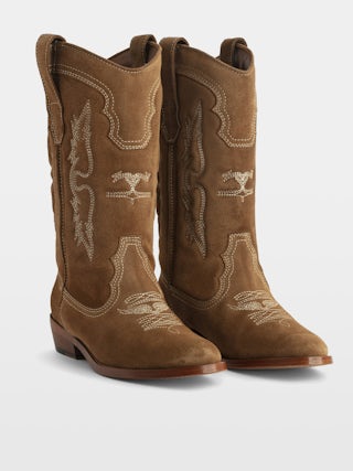Suede Western Tex Boots - Camargaise boots in embroidered suede leather.
