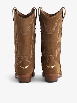 Suede Western Tex Boots - Camargaise boots in embroidered suede leather.