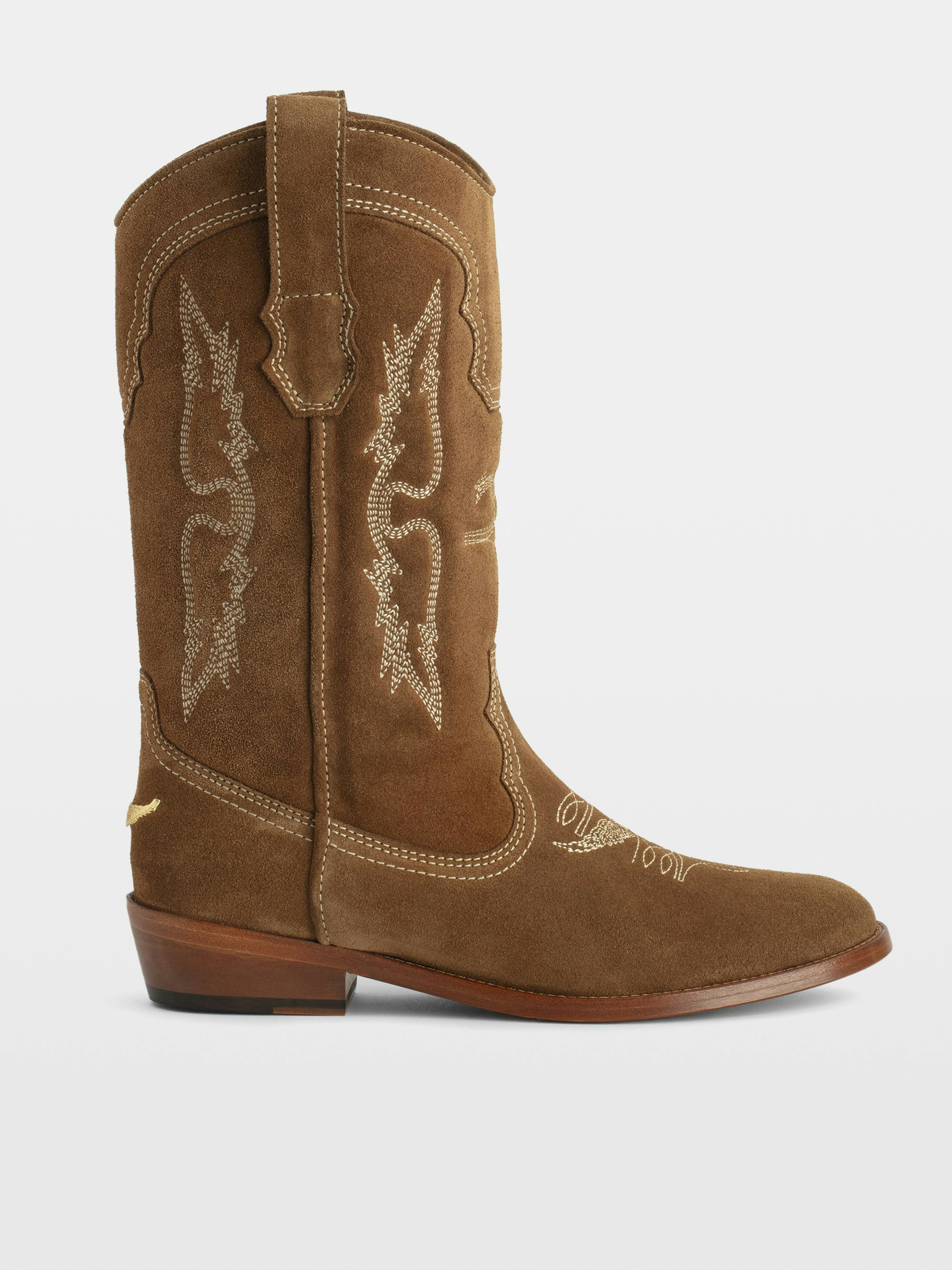 Suede Western Tex Boots - Camargaise boots in embroidered suede leather.