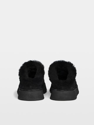 Teddy Shearling Mules - Mules in suede and shearling adorned with signature embroideries.