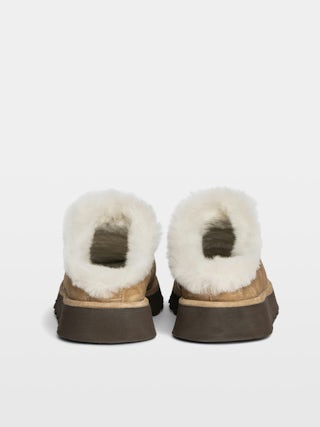 Teddy Shearling Mules - Suede and shearling mules adorned with signature embroideries.