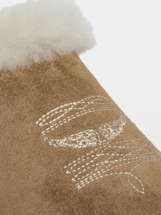 Teddy Shearling Mules - Suede and shearling mules adorned with signature embroideries.