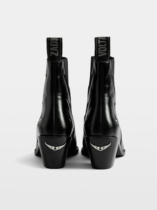 Tyler Stars Vintage Patent Ankle Boots - Ankle boots in vintage-effect leather adorned with stars and a lightning-shaped elastic.