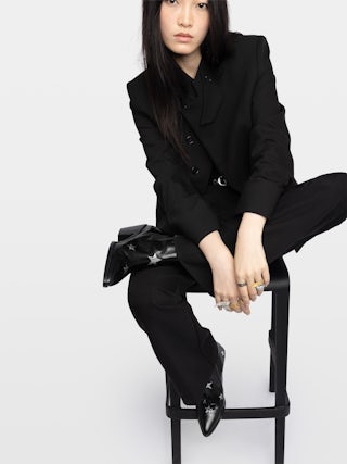 Tyler Stars Vintage Patent Ankle Boots - Ankle boots in vintage-effect leather adorned with stars and a lightning-shaped elastic.