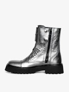 Stivaletti Joe Fast Vintage Metal - Stivaletti ranger senza lacci in pelle stropicciata metallizzata con patch ornati da ali goffrate.