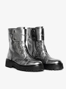 Stivaletti Joe Fast Vintage Metal - Stivaletti ranger senza lacci in pelle stropicciata metallizzata con patch ornati da ali goffrate.