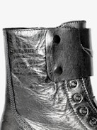 Stivaletti Joe Fast Vintage Metal - Stivaletti ranger senza lacci in pelle stropicciata metallizzata con patch ornati da ali goffrate.