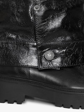 Angie Vintage Black Leather Boots - Trouser effect leather boots with vintage-inspired finish.