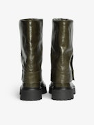 Bottes Angie Sleeve Vintage Patent - Bottes effet pantalon en cuir effet inspiré vintage.