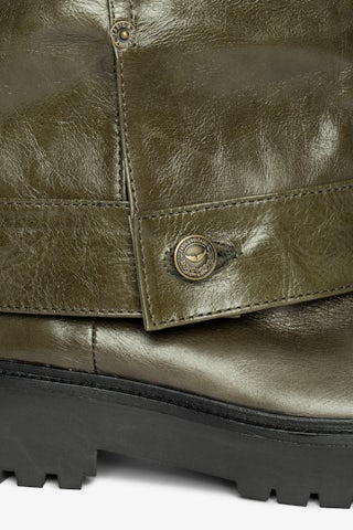 Angie Sleeve Vintage Patent Boots - Trouser-effect leather boots with vintage-inspired finish.