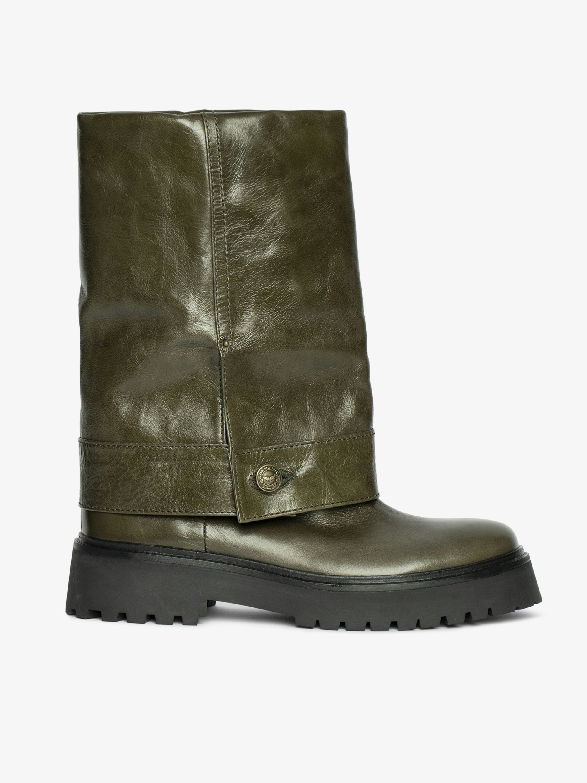 Bottes Angie Sleeve Vintage Patent - Derbies sans lacets en cuir brush off.