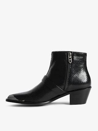 Ankle boots Tylow Wild Mirror - Ankle boots in python-effect leather adorned with signature buckles and metallic wing-shaped studs.