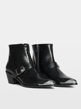 Ankle boots Tylow Wild Mirror - Ankle boots in python-effect leather adorned with signature buckles and metallic wing-shaped studs.
