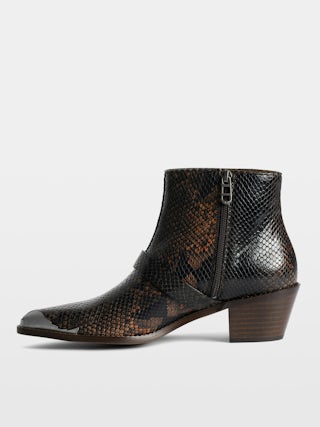 Tylow Wild Mirror Ankle Boots - Bi-colour leather ankle boots with python effect adorned with signature buckles and metallic wing-shaped studs.