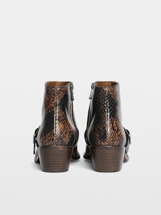 Tylow Wild Mirror Ankle Boots - Bi-colour leather ankle boots with python effect adorned with signature buckles and metallic wing-shaped studs.