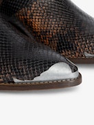 Tylow Wild Mirror Ankle Boots - Bi-colour leather ankle boots with python effect adorned with signature buckles and metallic wing-shaped studs.