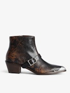 Tylow Wild Mirror Ankle Boots - Bi-colour leather ankle boots with python effect adorned with signature buckles and metallic wing-shaped studs.