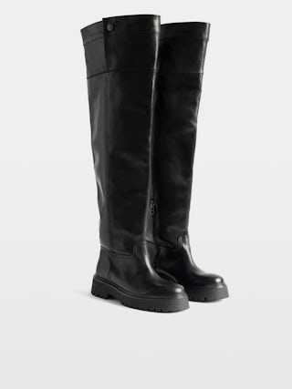 Angie Over-the-knee Boots - Smooth leather waders with inside zip fastening.