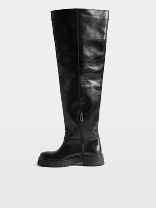 Angie Over-the-knee Boots - Smooth leather waders with inside zip fastening.