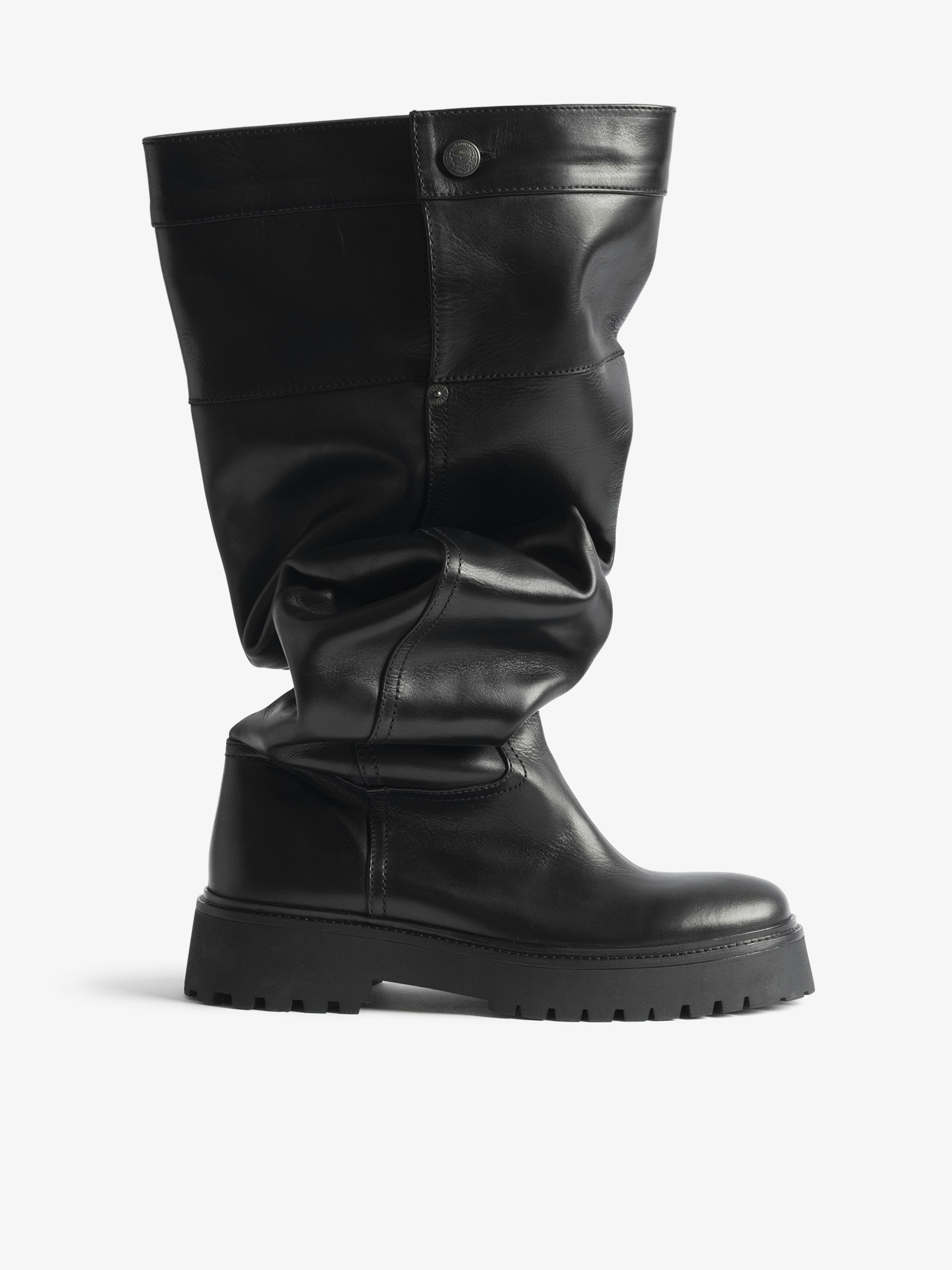 Cuissardes Angie - Cuissardes en cuir lisse avec fermeture zippées intérieurs.