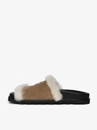 Teddy Bare Shearling Mules - Open mules in suede and shearling adorned with signature embroideries and featuring comfortable anatomical soles.