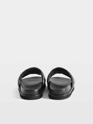 Mules Teddy Bare Vintage - Open-toe mules in padded, embroidered leather, with a metal wing.