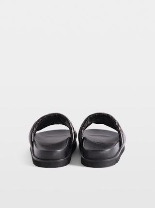 Mules Teddy Bare Vintage - Open-toe mules in padded, embroidered leather, adorned with a metallic wing.