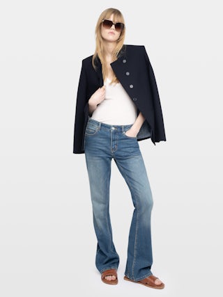 Mules Beach Monogram - Mules à bout ouvert en cuir signées d'un logo embossé et 1ère moussée brodée.