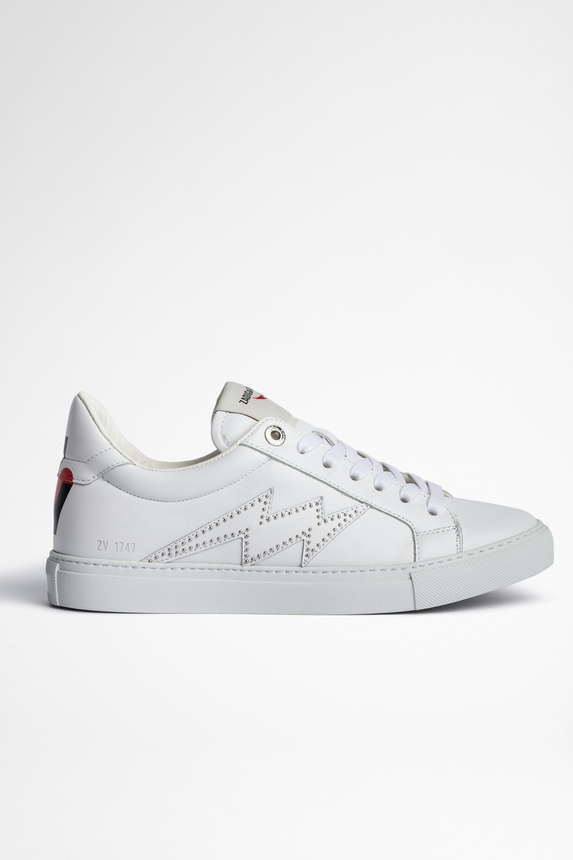 ZV1747 レザースニーカー Women's smooth white leather trainers with ZV heart print on back