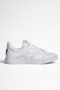 ZV1747 Sneakers Leather - Women's smooth white leather trainers with ZV heart print on back