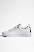 ZV1747 Sneakers Leather - Women's smooth white leather trainers with ZV heart print on back