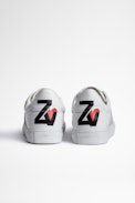 ZV1747 Sneakers Leather - Women's smooth white leather trainers with ZV heart print on back
