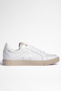 ZV1747 sneakers Leather - Women's white perforated leather trainers with lightning bolt patches