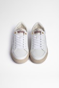 ZV1747 sneakers Leather - Women's white perforated leather trainers with lightning bolt patches