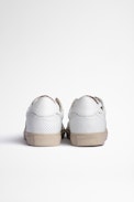 ZV1747 sneakers Leather - Women's white perforated leather trainers with lightning bolt patches