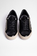 Sneaker ZV1747 gioielli Pelle - Sneaker in pelle nera con gioielli donna