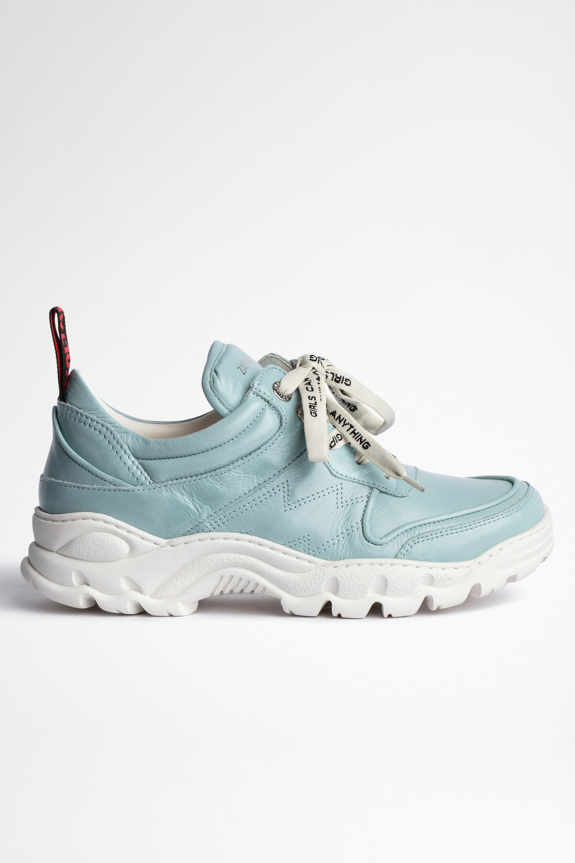 Blaze Sneakers Leather Women's sky blue leather sneakers with thick white soles