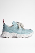 Blaze Sneakers Leather - Women's sky blue leather sneakers with thick white soles