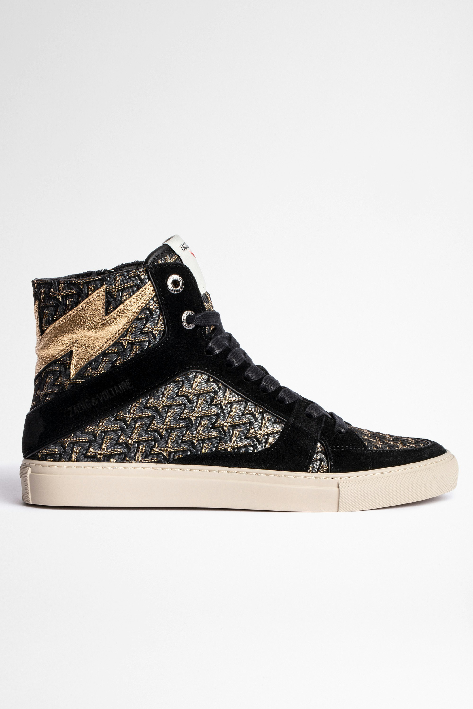 ZV1747 High Flash Metal Sneakers Women's high-top sneakers in leather and ZV street jacquard
