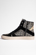 ZV1747 High Flash Metal Sneakers - Women's high-top sneakers in leather and ZV street jacquard