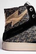 ZV1747 High Flash Metal Sneakers - Women's high-top sneakers in leather and ZV street jacquard