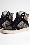 ZV1747 High Flash Metal Sneakers - Women's high-top sneakers in leather and ZV street jacquard