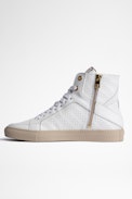 ZV1747 High Flash Sneakers Leather - Women's white perforated leather high-top sneakers