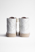 ZV1747 High Flash Sneakers Leather - Women's white perforated leather high-top sneakers