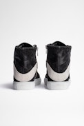 ZV1747 High Flash Sneakers Leather - Women’s blue and white leopard-print suede high-top sneakers