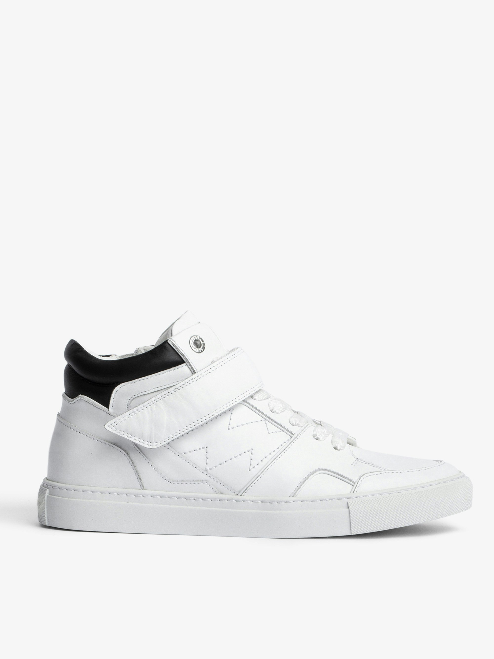 Sneakers ZV1747 Mid Flash - Damen-Sneakers mit halbhohem Schaft aus weißem Leder