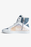 Sneakers Montantes Cuir ZV1747 High Flash - Sneakers montantes en cuir blanc et bleu Zadig&Voltaire Femme.