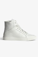 ZV1747 High Flash High-Top Trainers - Women's high-top trainers in vintage-look ecru leather