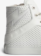 ZV1747 High Flash High-Top Trainers - Women's high-top trainers in smooth white leather with perforated stars.