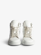 ZV1747 High Flash High-Top Trainers - Women's high-top trainers in smooth white leather with perforated stars.